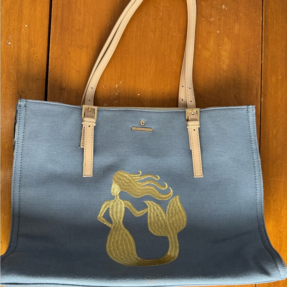 Spartina 449 Blue and Gold Tote with Mermaid Design